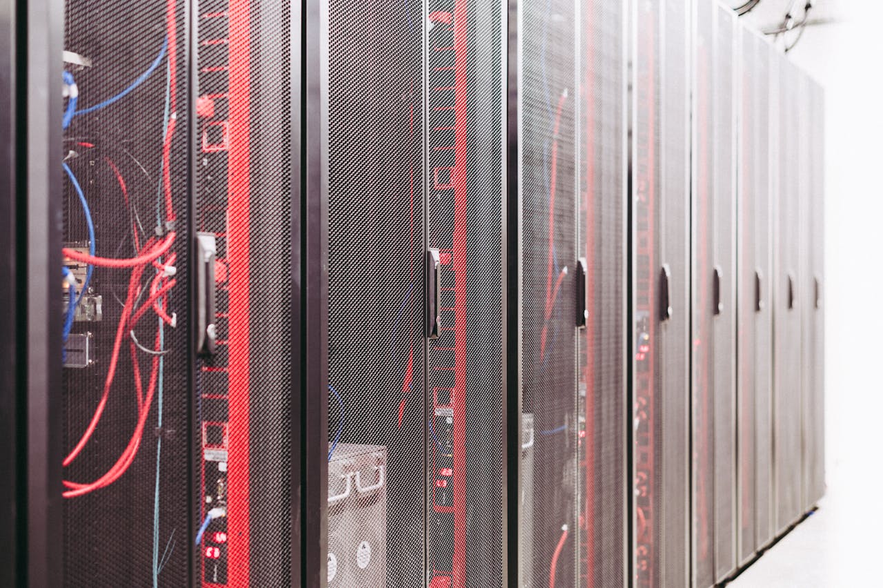 System with various wires managing access to centralized resource of server in data center